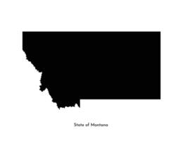 Vector isolated simplified illustration icon with black map silhouette of State of Montana, USA. White background