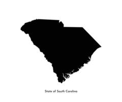 Vector isolated simplified illustration icon with black map silhouette of State of South Carolina, USA. White background