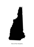 Vector isolated simplified illustration icon with black map silhouette of State of New Hampshire, USA. White background