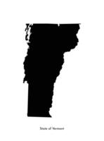 Vector isolated simplified illustration icon with black map silhouette of State of Vermont, USA. White background