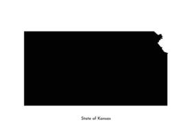 Vector isolated simplified illustration icon with black map silhouette of State of Kansas, USA. White background