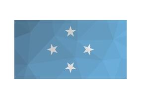 Vector illustration. Official ensign of Federated States of Micronesia. National flag with 4 white stars on blue background. Creative design in low poly style