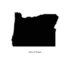 Vector isolated simplified illustration icon with black map silhouette of State of Oregon, USA. White background