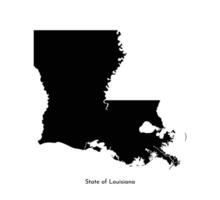 Vector isolated simplified illustration icon with black map silhouette of State of Louisiana, USA. White background