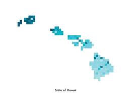 Vector isolated geometric illustration with icy blue area of USA, State of Hawaii map. Pixel art style for NFT template. Simple colorful logo with gradient texture