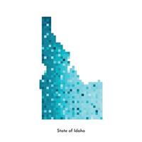 Vector isolated geometric illustration with icy blue area of USA, State of Idaho map. Pixel art style for NFT template. Simple colorful logo with gradient texture