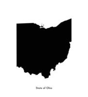 Vector isolated simplified illustration icon with black map silhouette of State of Ohio, USA. White background