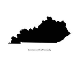 Vector isolated simplified illustration icon with black map silhouette of Commonwealth of Kentucky, USA. White background