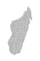 Vector isolated illustration of simplified administrative map of Madagascar. Borders of the regions. Grey silhouettes. White outline.