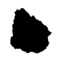 Vector isolated simplified illustration icon with black silhouette of Uruguay map. White background