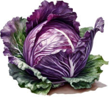 AI generated Watercolor painting of Cabbages plant. png