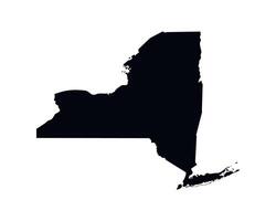 Vector isolated simplified illustration icon with black silhouette of New York map, state of the USA. White background.