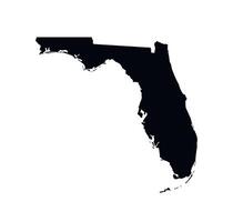 Vector isolated simplified illustration icon with black map silhouette of State of Florida, USA. White background