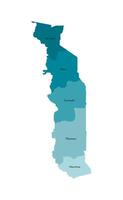 vector aislado ilustración de simplificado administrativo mapa de ir. fronteras y nombres de el regiones. vistoso azul caqui siluetas