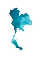 vector aislado ilustración icono con simplificado azul silueta de Tailandia mapa. poligonal geométrico estilo, triangular formas blanco antecedentes.