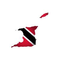 Vector isolated illustration with national flag with shape of Trinidad and Tobago map simplified. Volume shadow on the map. White background