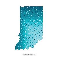 Vector isolated geometric illustration with icy blue area of USA, State of Indiana map. Pixel art style for NFT template. Simple colorful logo with gradient texture