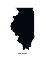 Vector isolated simplified illustration icon with black map silhouette of State of Illinois, USA. White background