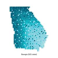 Vector isolated geometric illustration with icy blue area of USA, State of Georgia, U.S. state map. Pixel art style for NFT template. Simple colorful logo with gradient texture