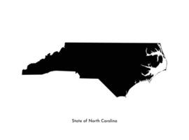 Vector isolated simplified illustration icon with black map silhouette of State of North Carolina, USA. White background