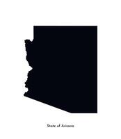 Vector isolated simplified illustration icon with black map silhouette of State of Arizona, USA. White background