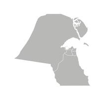 Vector isolated illustration of simplified administrative map of Kuwait. Borders of the governorate, regions. Grey silhouettes. White outline.