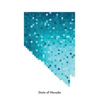 Vector isolated geometric illustration with icy blue area of USA, State of Nevada map. Pixel art style for NFT template. Simple colorful logo with gradient texture