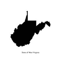 Vector isolated simplified illustration icon with black map silhouette of State of West Virginia, USA. White background