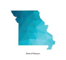 Vector isolated illustration icon with simplified blue map silhouette of State of Missouri, USA. Polygonal geometric style. White background.