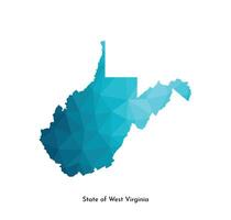 Vector isolated illustration icon with simplified blue map silhouette of State of West Virginia, USA. Polygonal geometric style. White background.