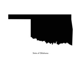 Vector isolated simplified illustration icon with black map's silhouette of State of Oklahoma, USA. White background