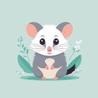 Opossum cartoon illustration clip art vector design