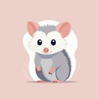 Opossum cartoon illustration clip art vector design