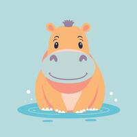 Hippo cartoon illustration clip art vector design