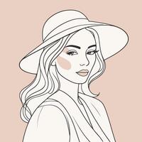 Woman line art portrait illustration vector design