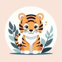 Tiger cartoon illustration clip art vector design