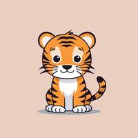 Tigre dibujos animados ilustración acortar Arte vector diseño