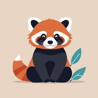 Red panda cartoon illustration clip art vector design