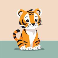 Tigre dibujos animados ilustración acortar Arte vector diseño