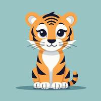 Tigre dibujos animados ilustración acortar Arte vector diseño