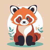 Red panda cartoon illustration clip art vector design