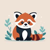 Red panda cartoon illustration clip art vector design