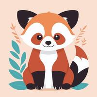 Red panda cartoon illustration clip art vector design