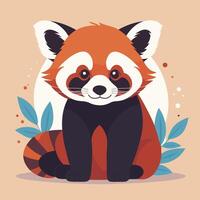 Red panda cartoon illustration clip art vector design