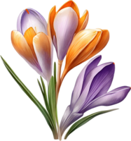 AI generated Watercolor painting of a Saffron Crocus flower. png