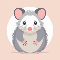 Opossum cartoon illustration clip art vector design