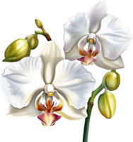 AI generated Watercolor painting of a White Orchid flower. png