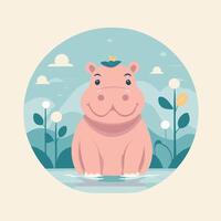 Hippo cartoon illustration clip art vector design