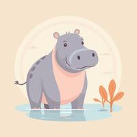 Hippo cartoon illustration clip art vector design