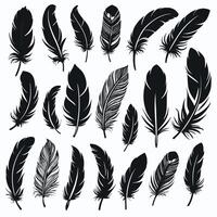 Feather silhouette illustration ink drawing vector art